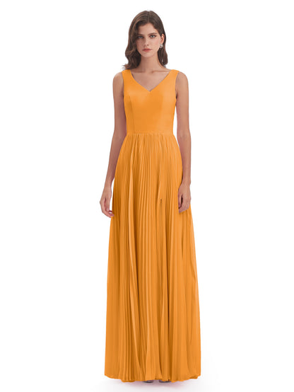 Kenya V-neck Split Chiffon Long Bridesmaid Dresses