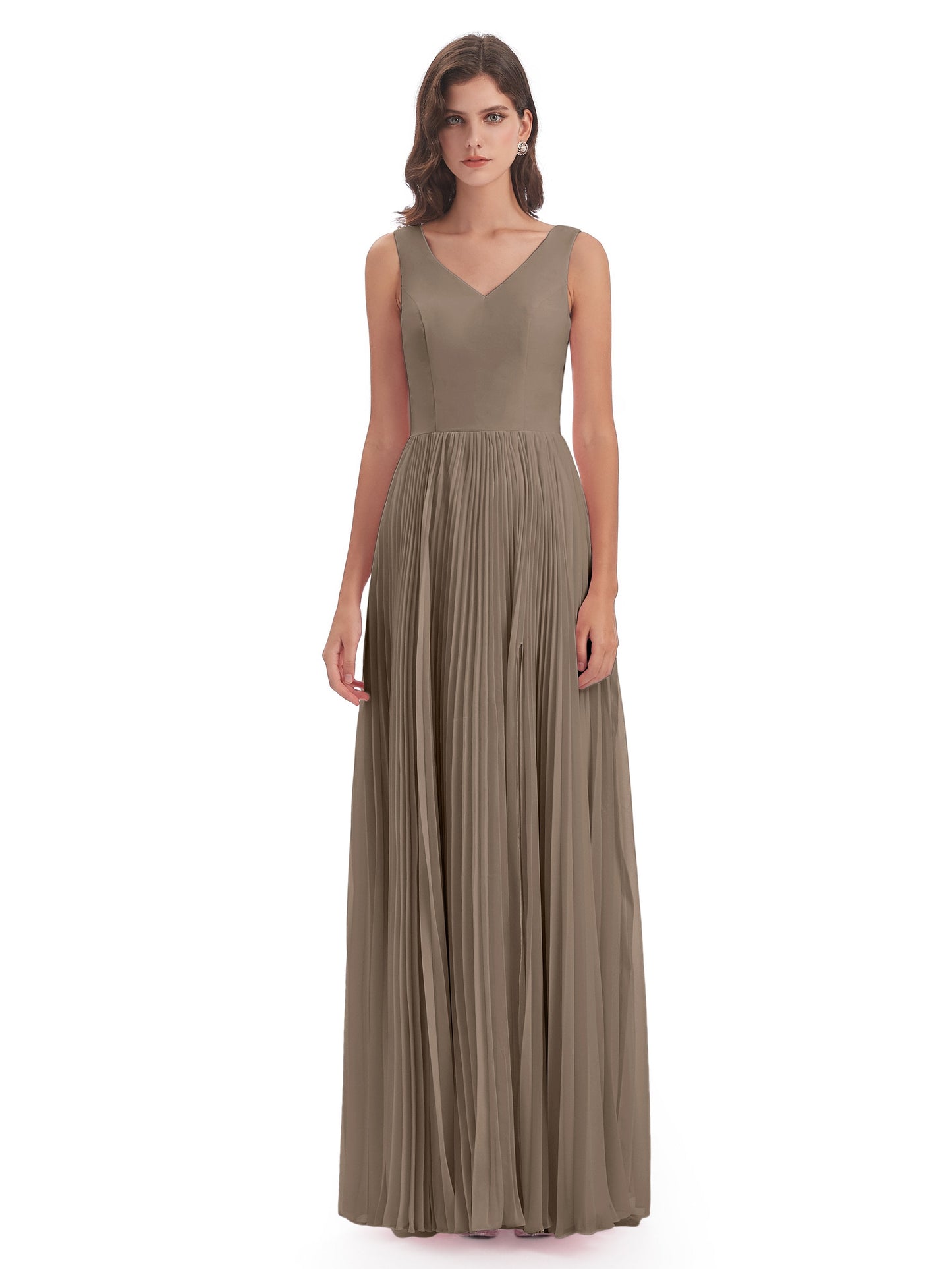 Kenya V-neck Split Chiffon Long Bridesmaid Dresses