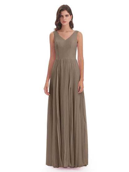 Kenya V-neck Split Chiffon Long Bridesmaid Dresses