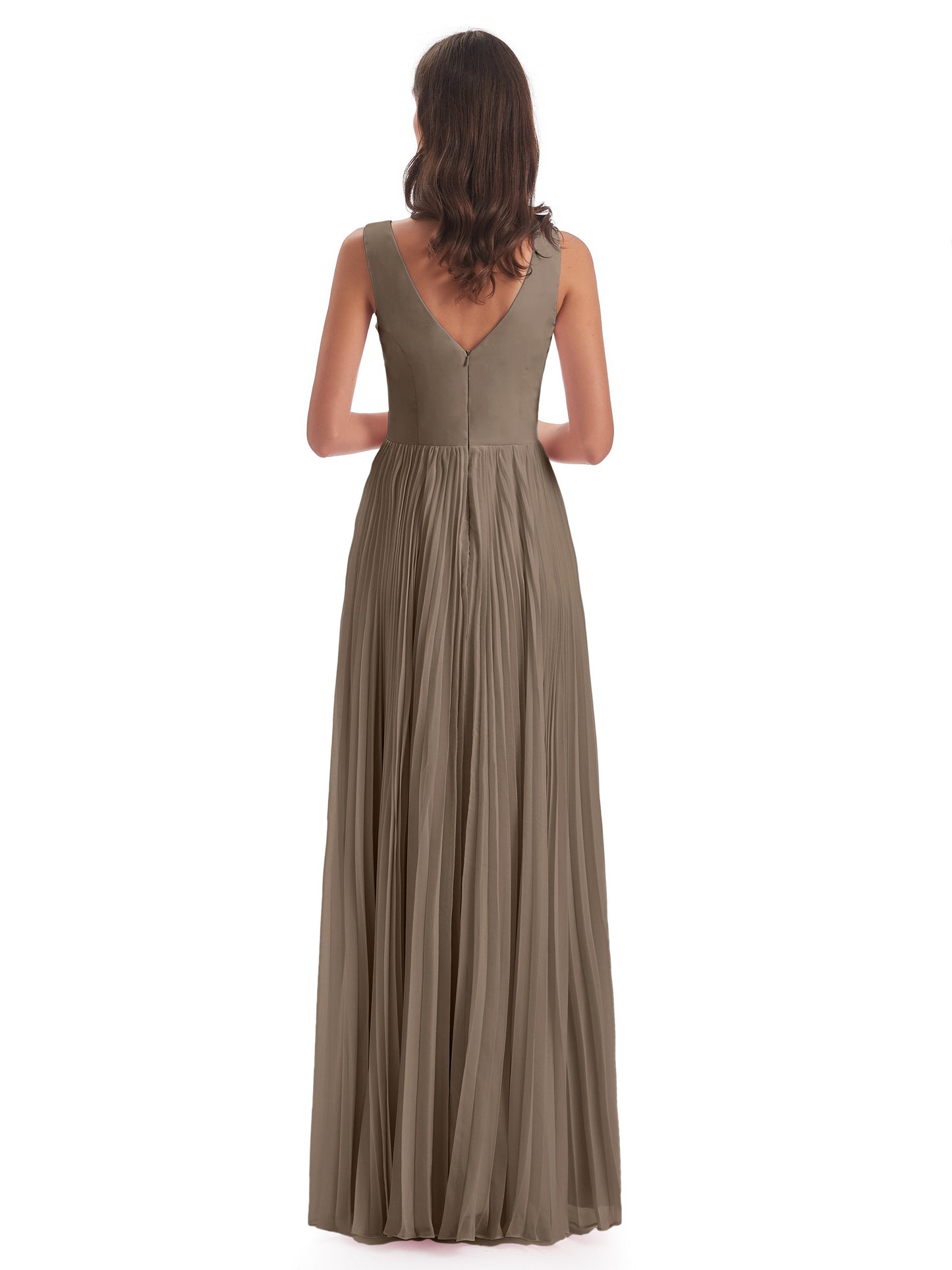 Kenya V-neck Split Chiffon Long Bridesmaid Dresses