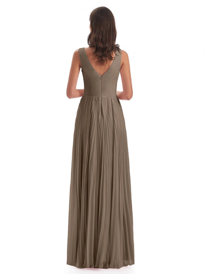 Kenya V-neck Split Chiffon Long Bridesmaid Dresses