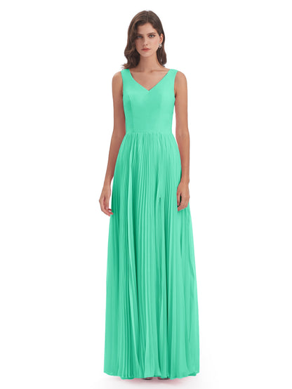 Kenya V-neck Split Chiffon Long Bridesmaid Dresses