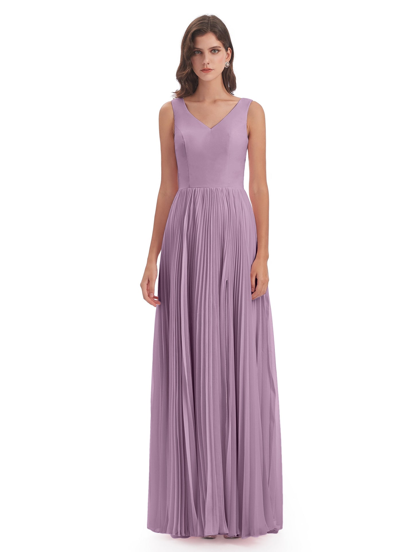 Kenya V-neck Split Chiffon Long Bridesmaid Dresses