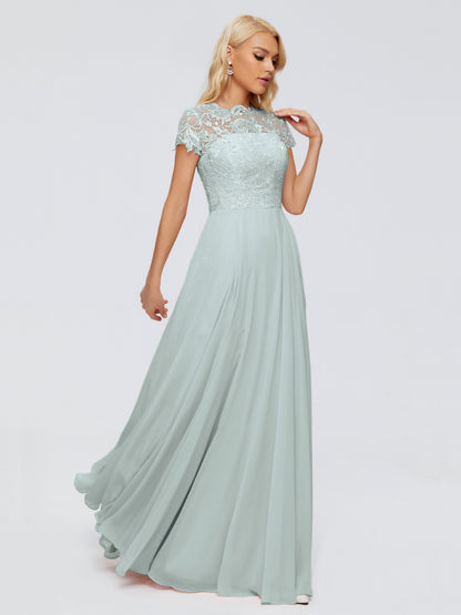 Cicinia Rose A-Line Cap Sleeves Lace Bridesmaid Dresses With Pockets