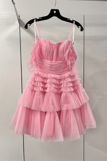 Straps Periwinkle Ruffles A-line Short Dress