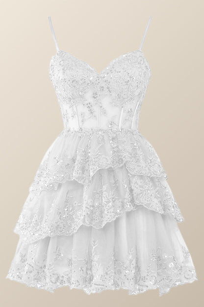 Straps Light Blue Tiered Layered Short Princess Dress