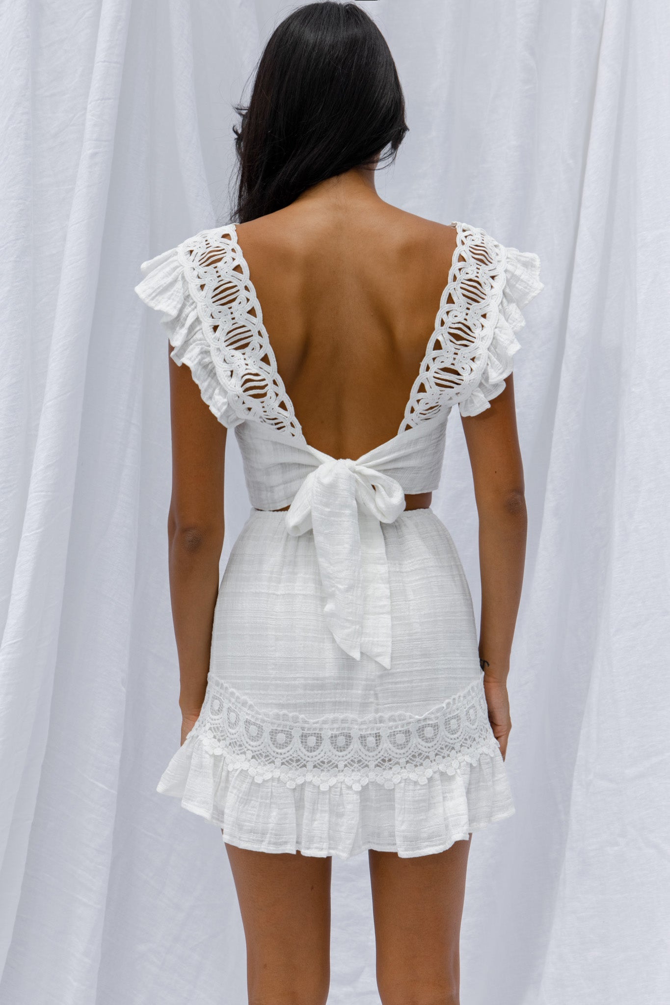 Just Bliss Embroidered Trim Mini Skirt White