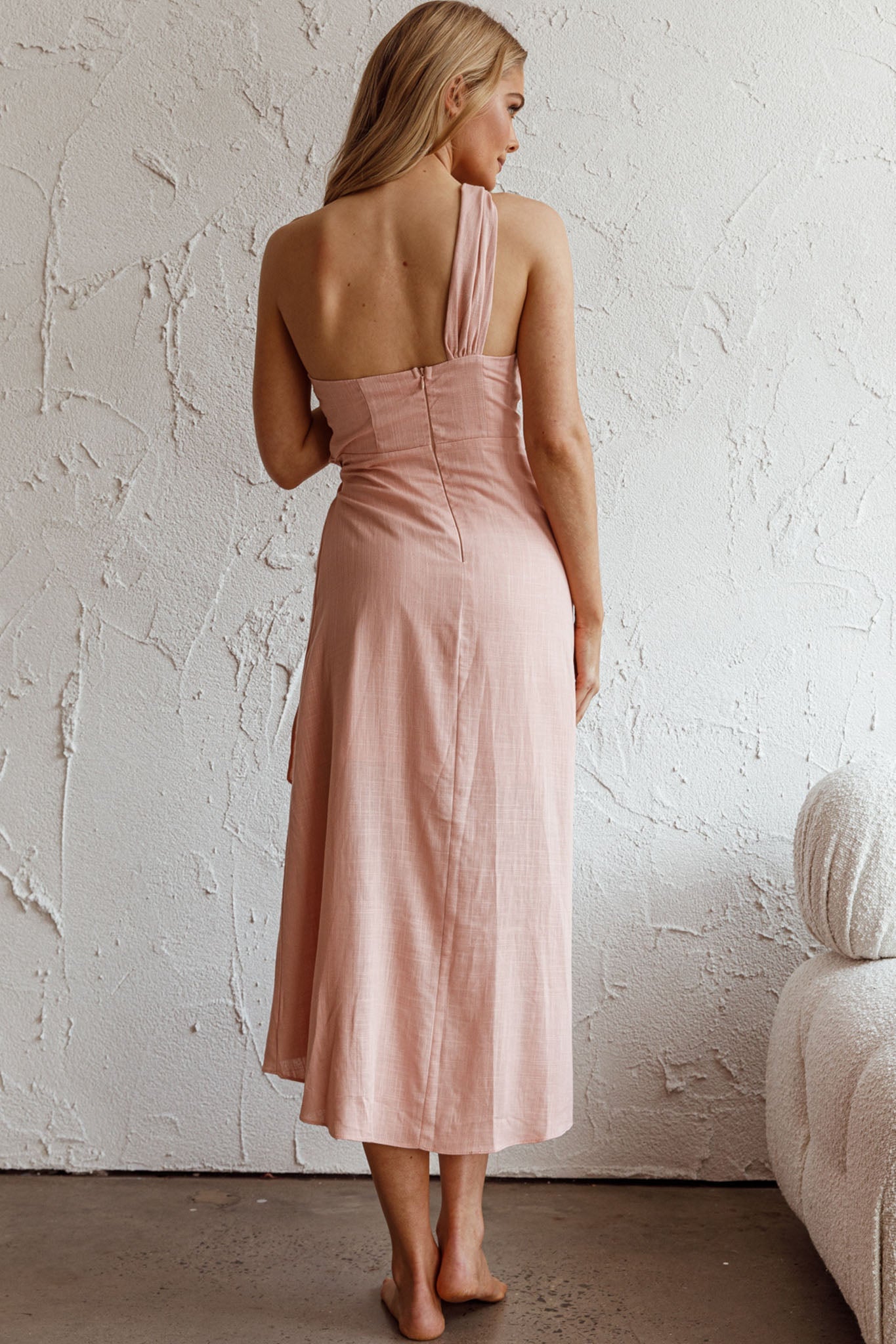 Island Time One-Shoulder Midi Dress Apricot