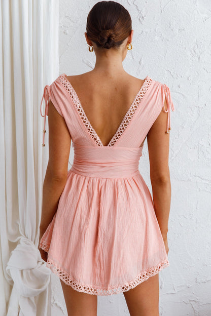 Palais Waistband Mini Dress Peach