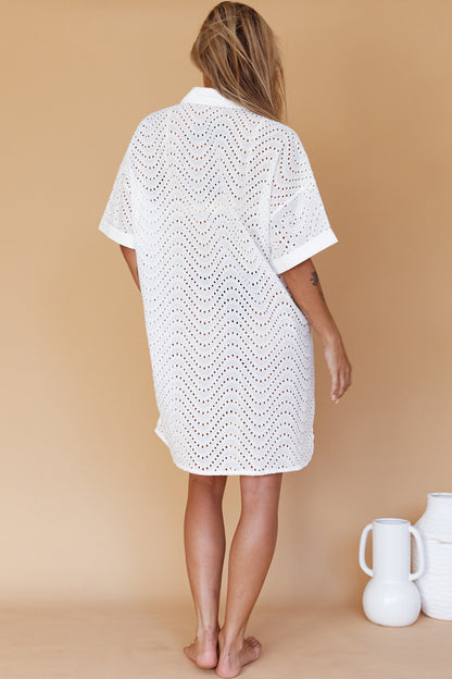 Noosa Eyelet Shirt Dress White