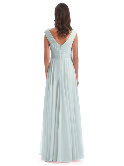 Saoirse Floor Length V-neck Chiffon Bridesmaid Dresses