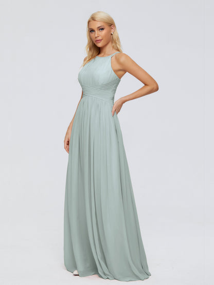 Sara Halter Ruched Long Chiffon Bridesmaid Dresses