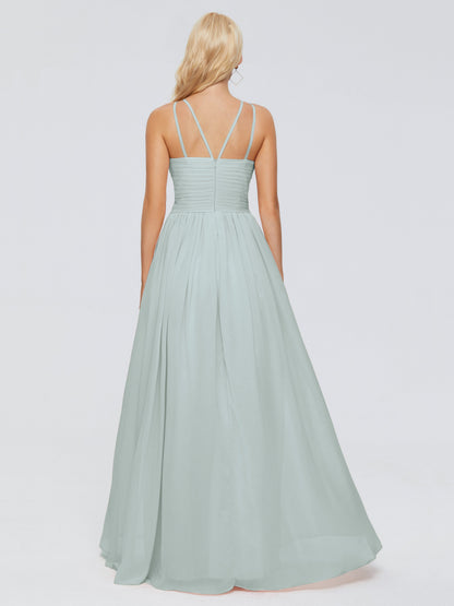 Sara Halter Ruched Long Chiffon Bridesmaid Dresses