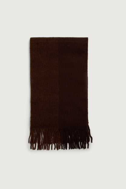 STRIPED BOUCLE SCARF WITH TASSELS