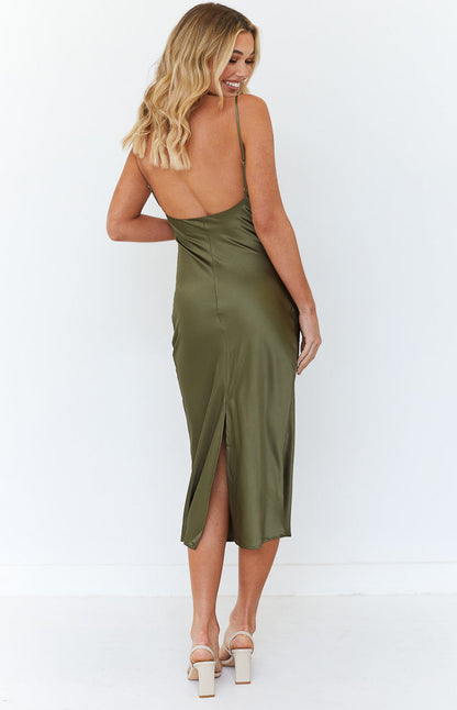 Schiffer Slip Midi Dress Khaki
