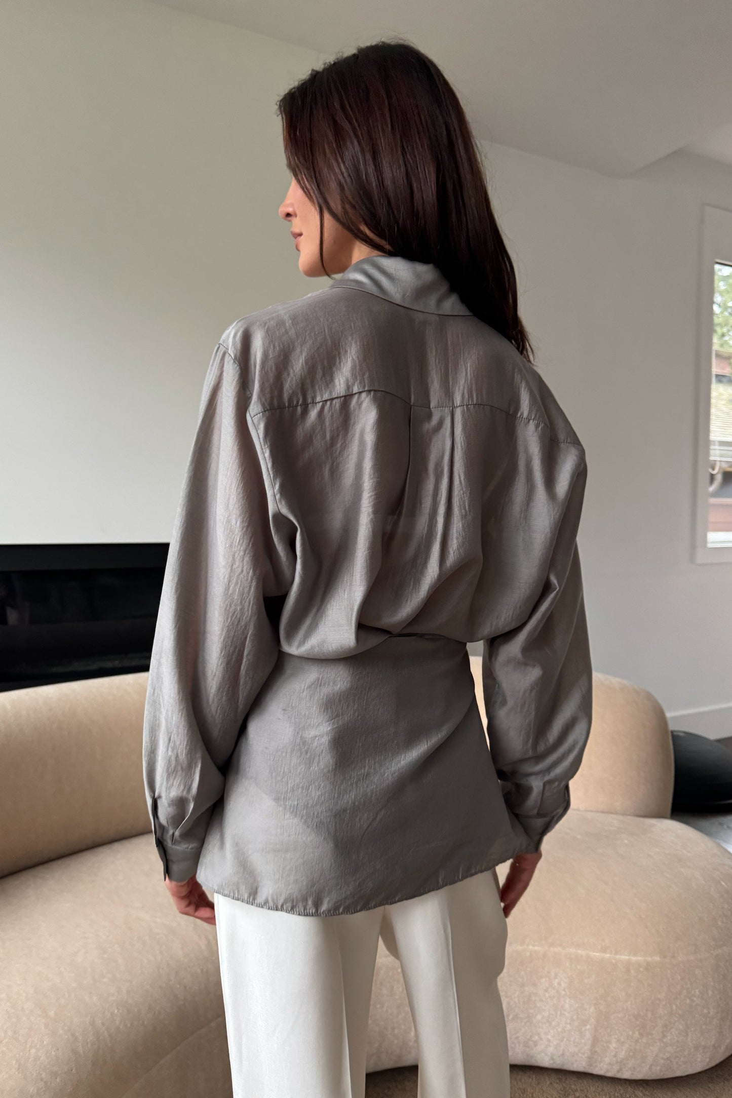 LAYERED TENCEL SHIRT AND SKIRT SET