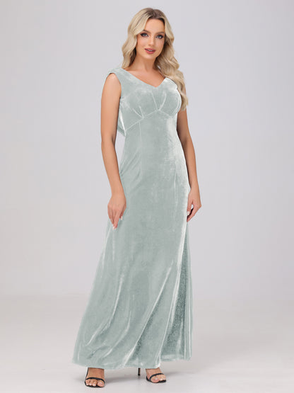 Sheath V-Neck High Waist Velvet Bridesmaid Dresses