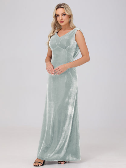 Sheath V-Neck High Waist Velvet Bridesmaid Dresses