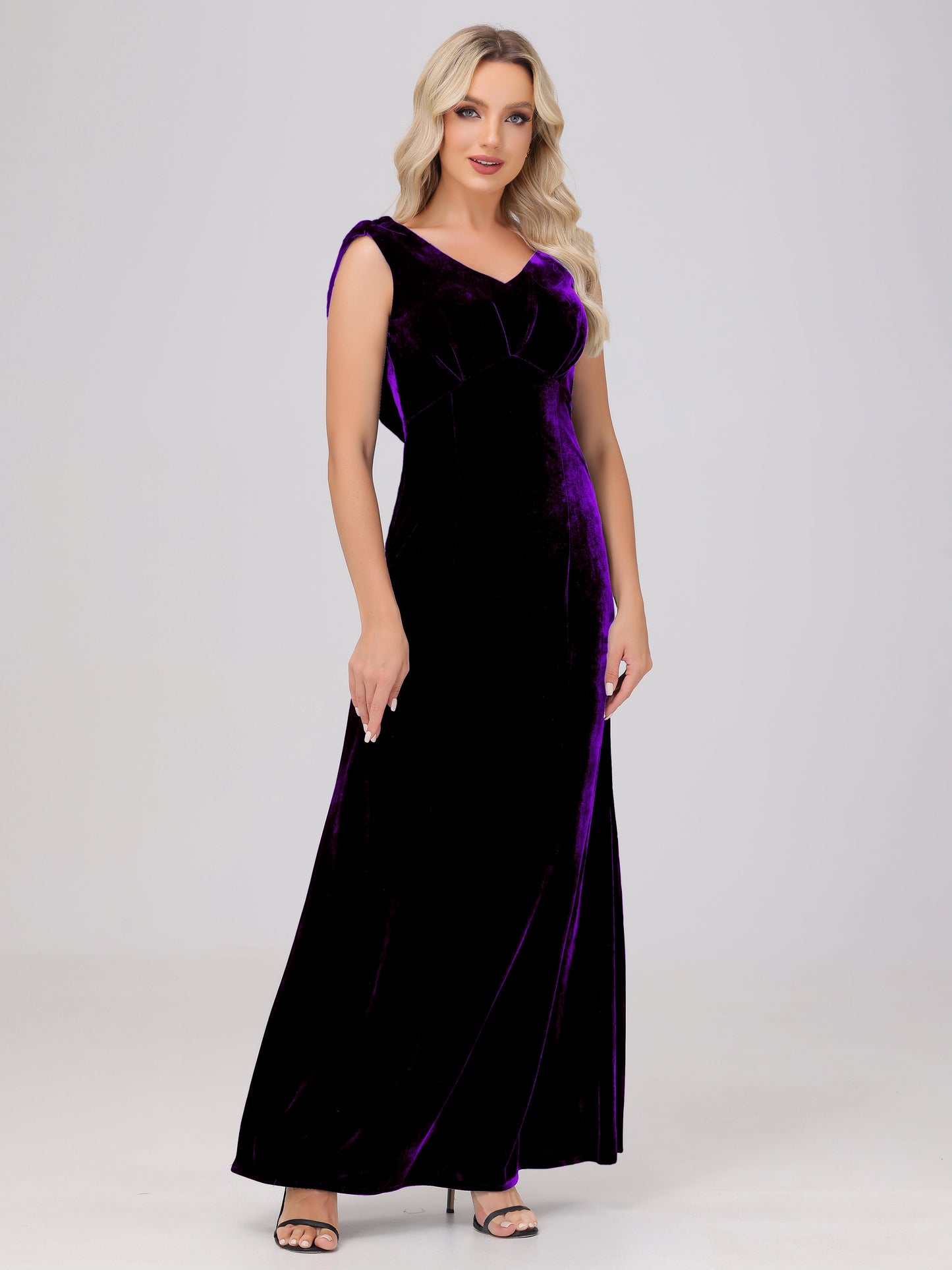 Sheath V-Neck High Waist Velvet Bridesmaid Dresses