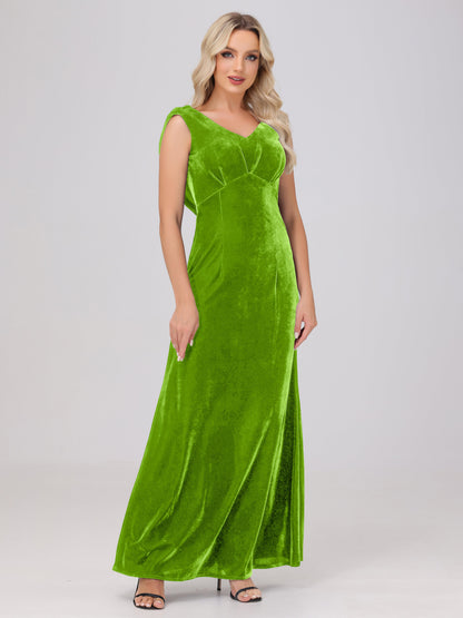 Sheath V-Neck High Waist Velvet Bridesmaid Dresses