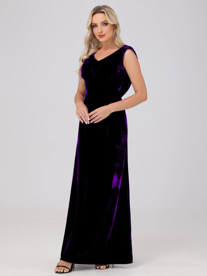 Sheath V-Neck High Waist Velvet Bridesmaid Dresses