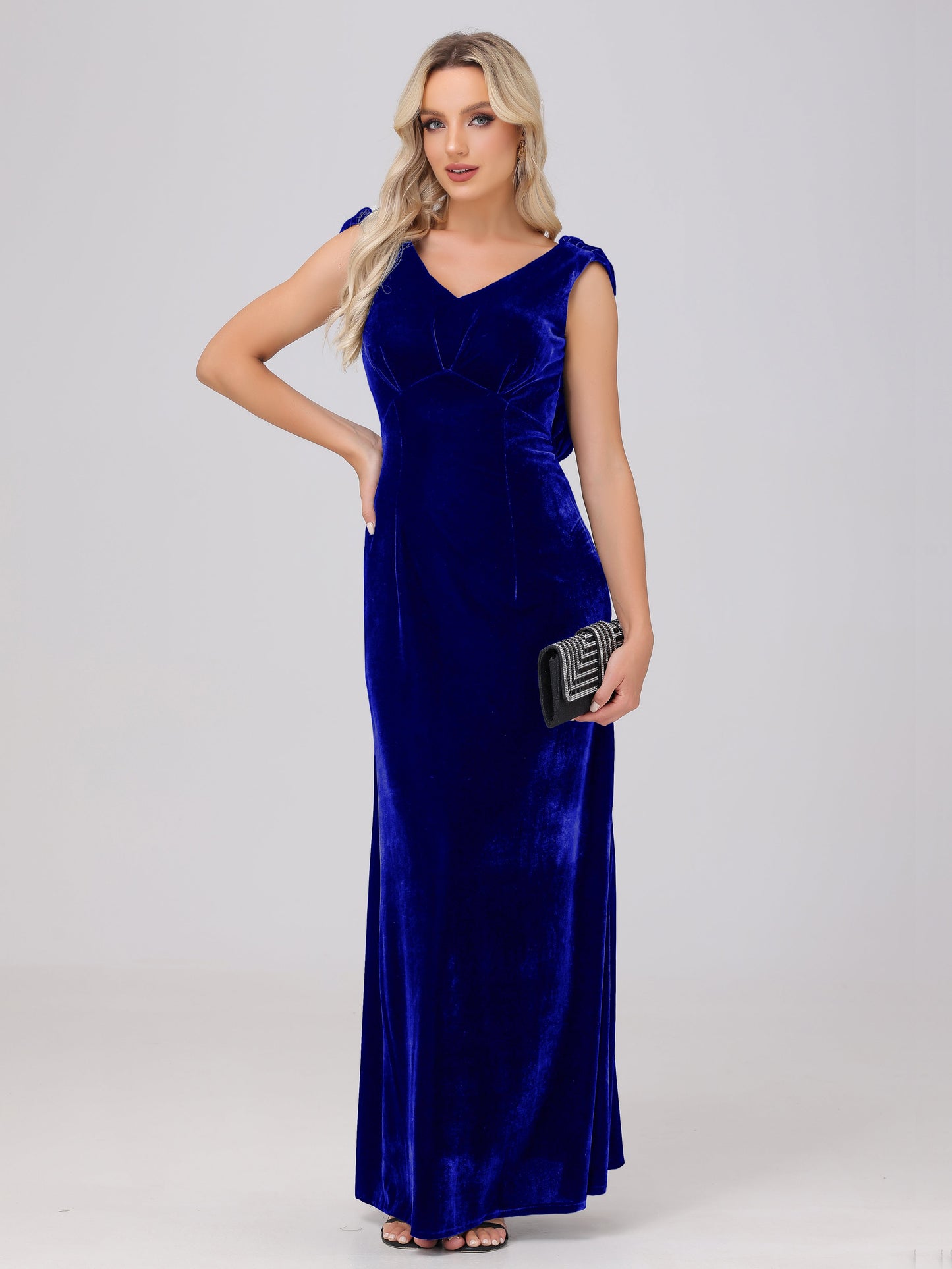 Sheath V-Neck High Waist Velvet Bridesmaid Dresses