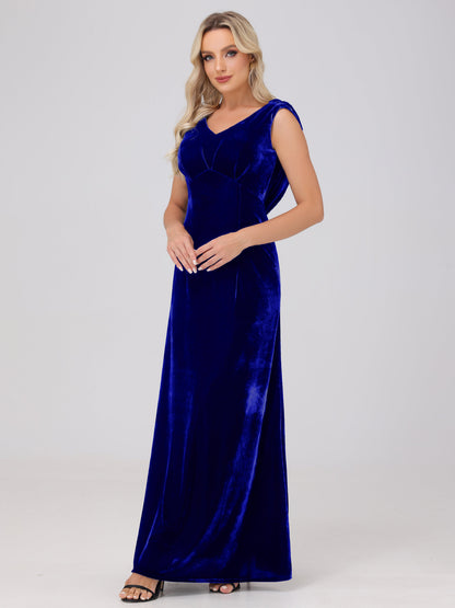 Sheath V-Neck High Waist Velvet Bridesmaid Dresses