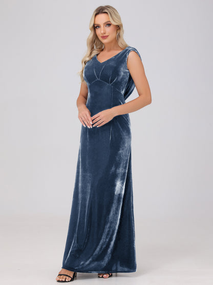 Sheath V-Neck High Waist Velvet Bridesmaid Dresses