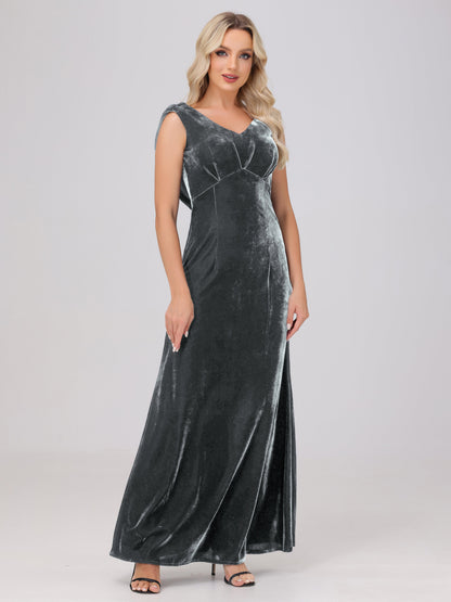 Sheath V-Neck High Waist Velvet Bridesmaid Dresses