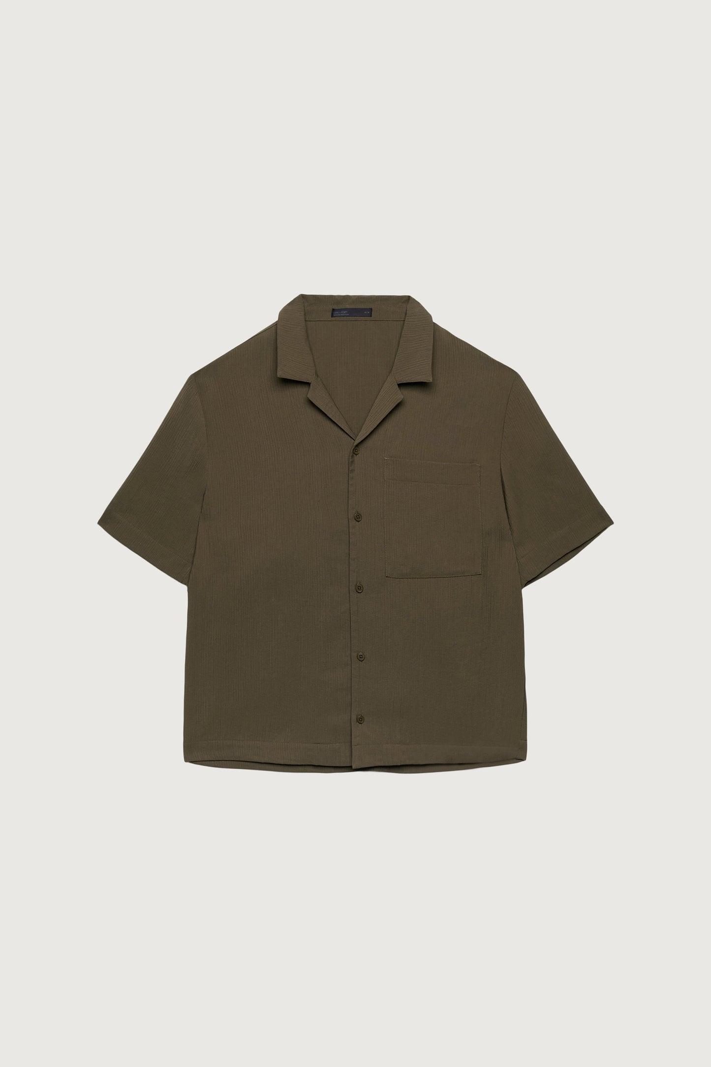 CRINKLED SHORT SLEEVE BUTTON UP SHIRT