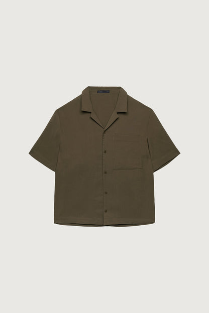 CRINKLED SHORT SLEEVE BUTTON UP SHIRT
