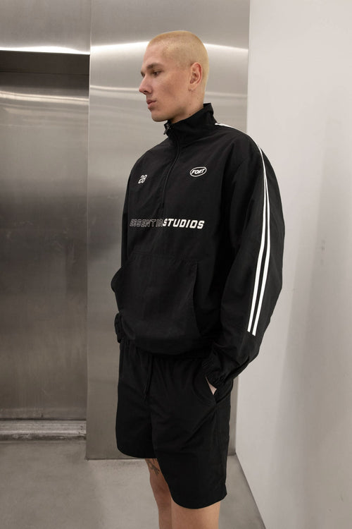 NYLON GRAPHIC PRINT QUARTER-ZIP PULLOVER