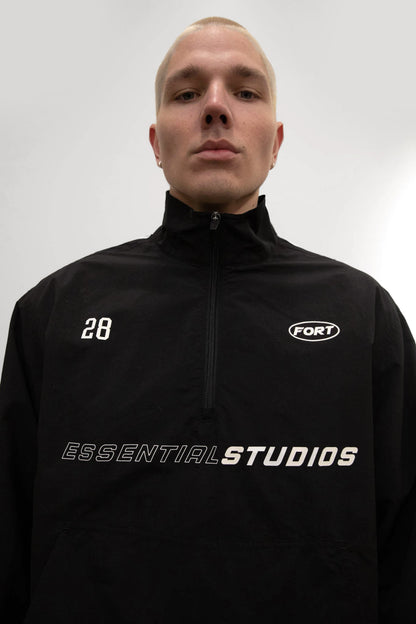 NYLON GRAPHIC PRINT QUARTER-ZIP PULLOVER