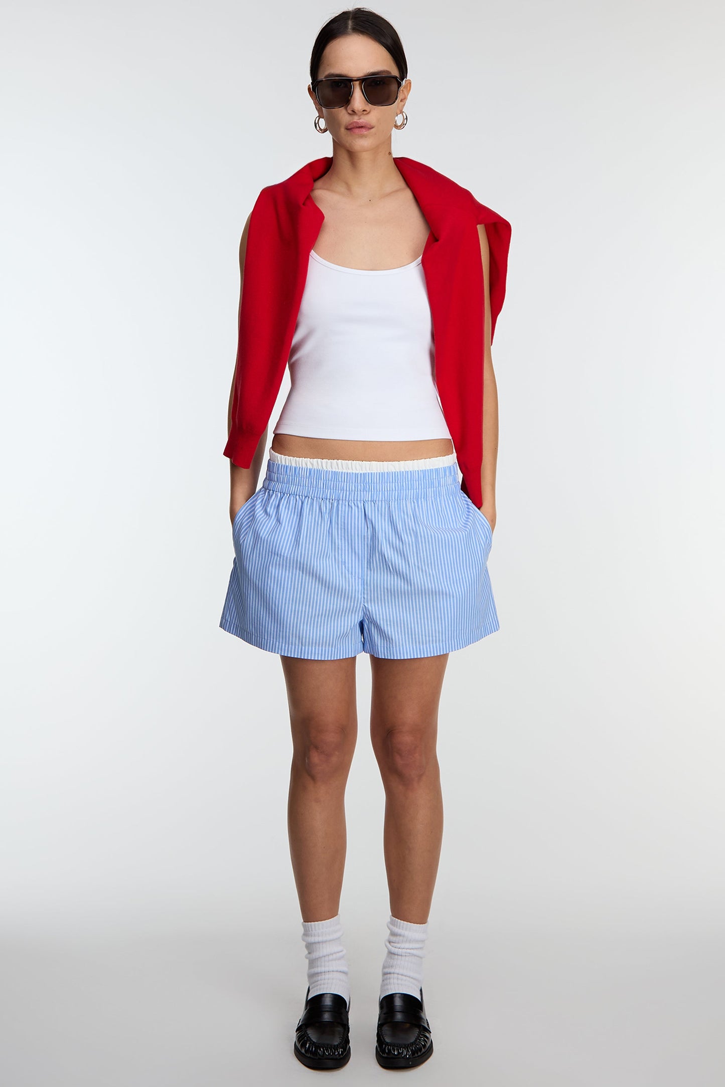 STRIPED COTTON POPLIN BOXER SHORT