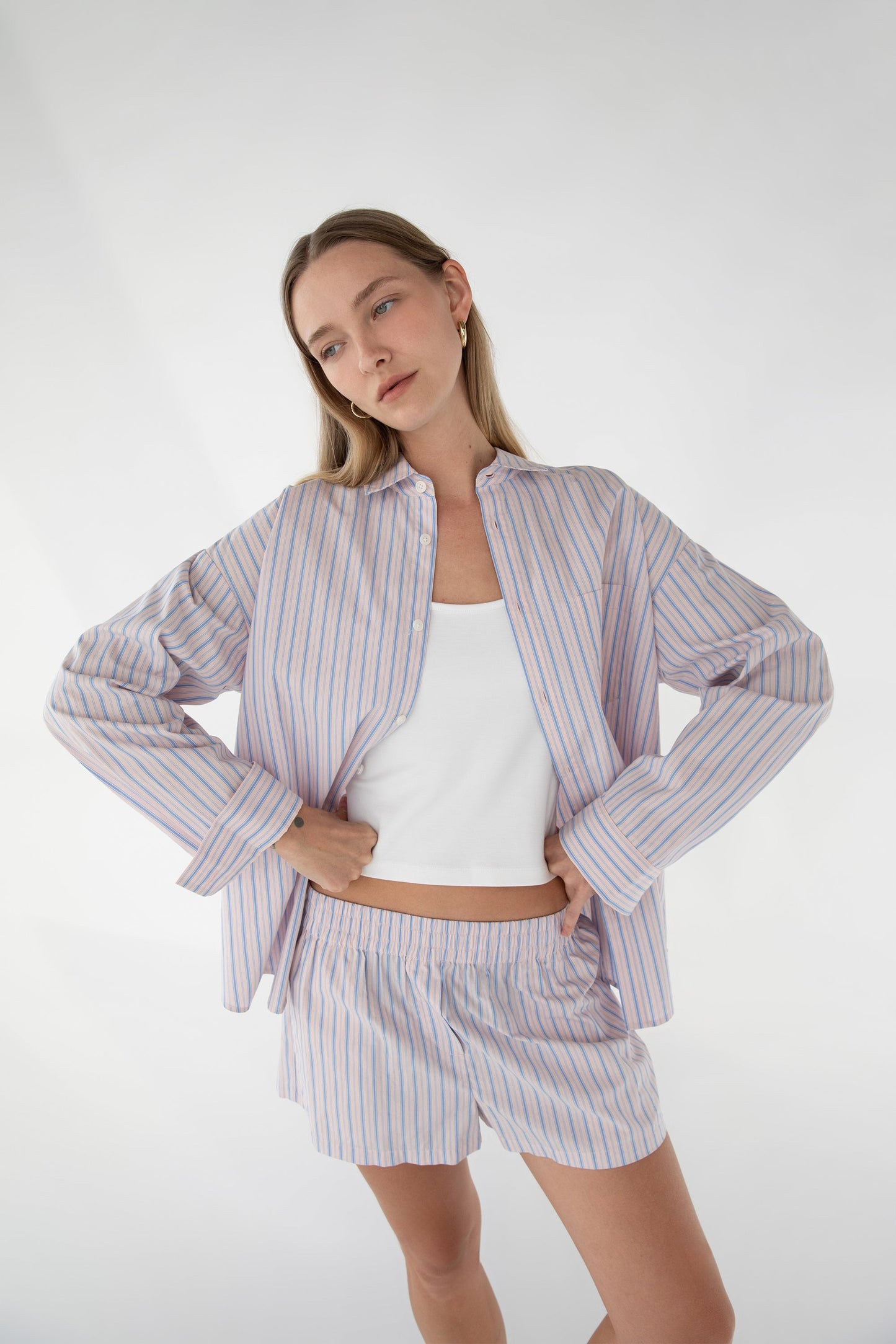 STRIPED COTTON POPLIN BOXER SHORT