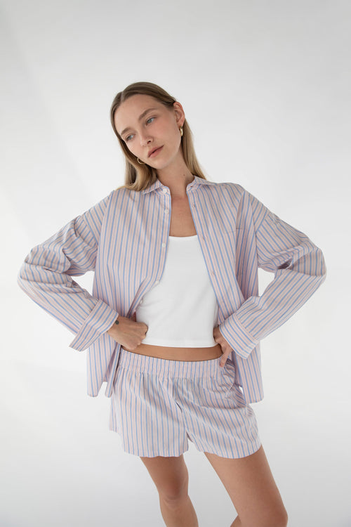 STRIPED COTTON POPLIN BOXER SHORT