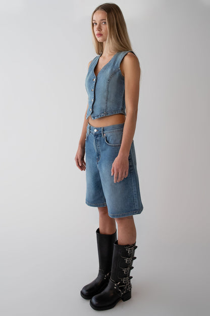 STRETCH DENIM JORT