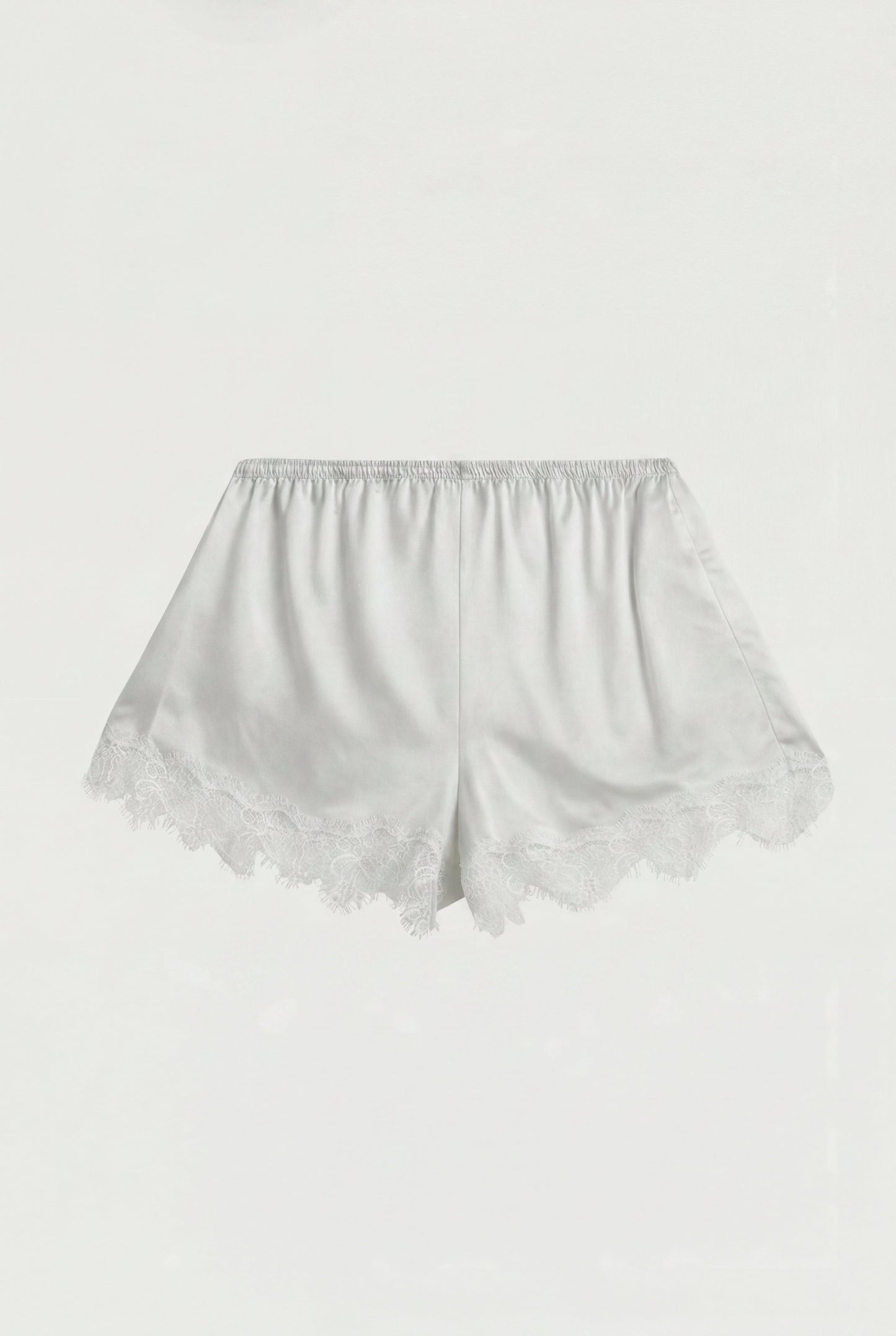 SATIN SHORT WITH LACE HEM