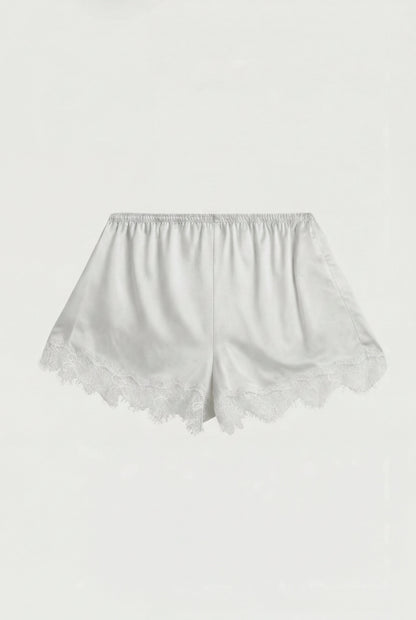 SATIN SHORT WITH LACE HEM