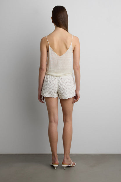CROCHET KNIT SHORT WITH CUT-OUT DETAIL