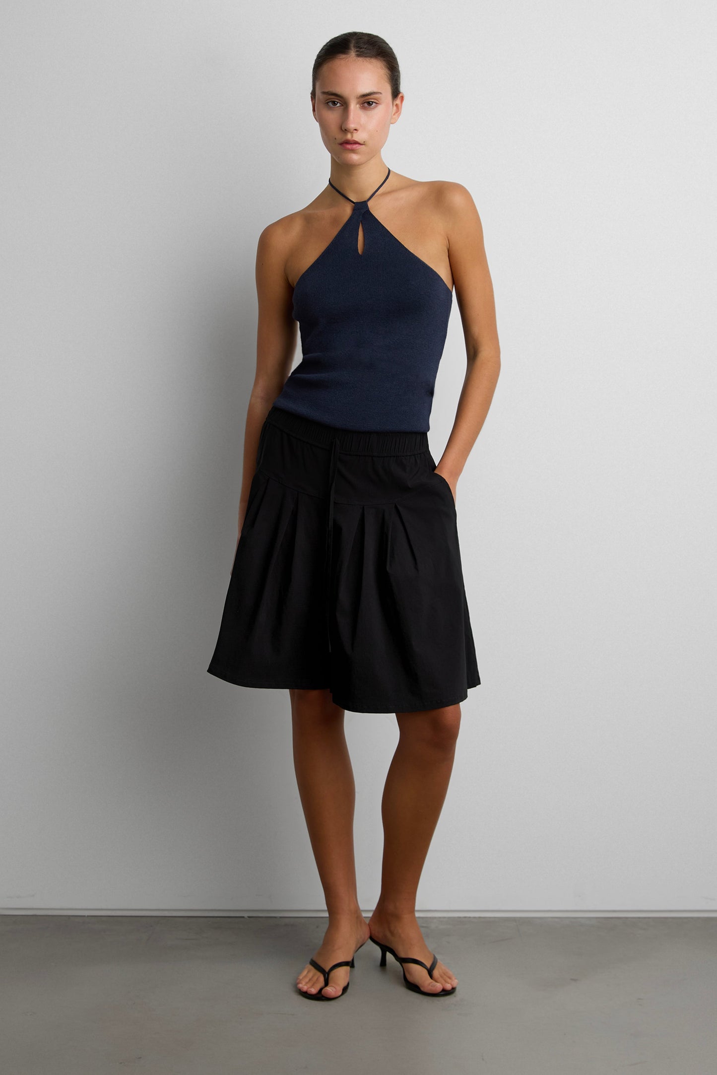PLEATED WIDE LEG CULLOTE SHORT