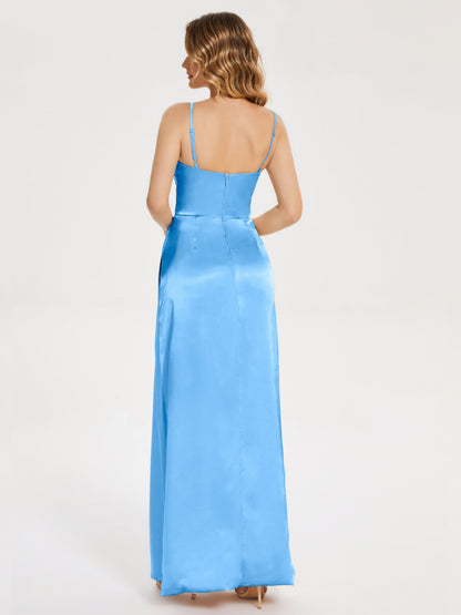 Aniyah Side Slit Sheath Soft Satin Bridesmaid Dress