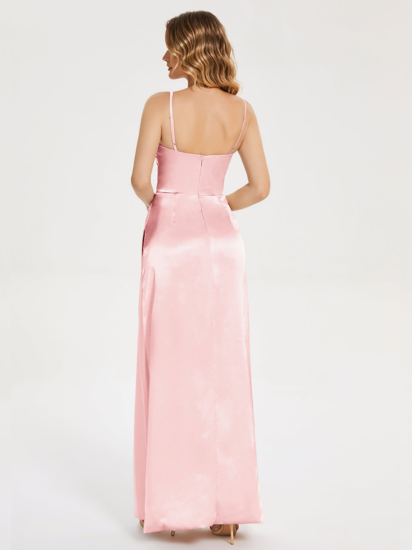 Aniyah Side Slit Sheath Soft Satin Bridesmaid Dress