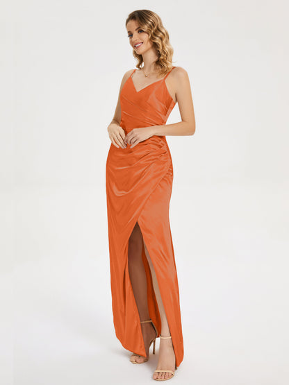 Aniyah Side Slit Sheath Soft Satin Bridesmaid Dress