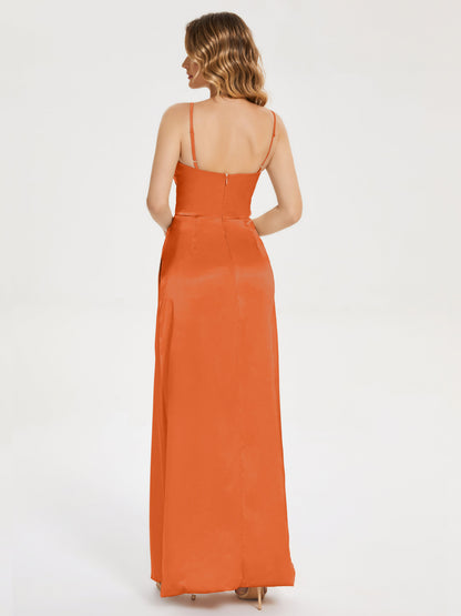Aniyah Side Slit Sheath Soft Satin Bridesmaid Dress