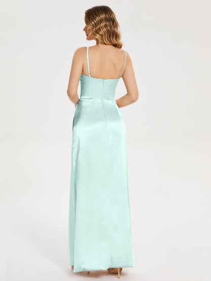 Aniyah Side Slit Sheath Soft Satin Bridesmaid Dress