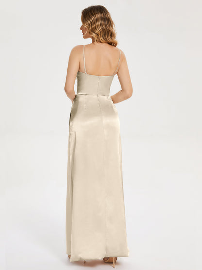 Aniyah Side Slit Sheath Soft Satin Bridesmaid Dress