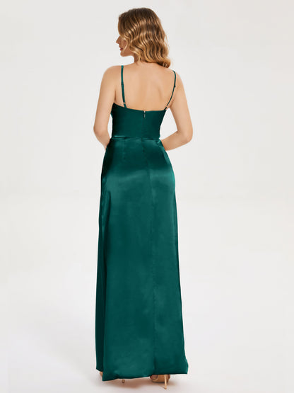 Aniyah Side Slit Sheath Soft Satin Bridesmaid Dress