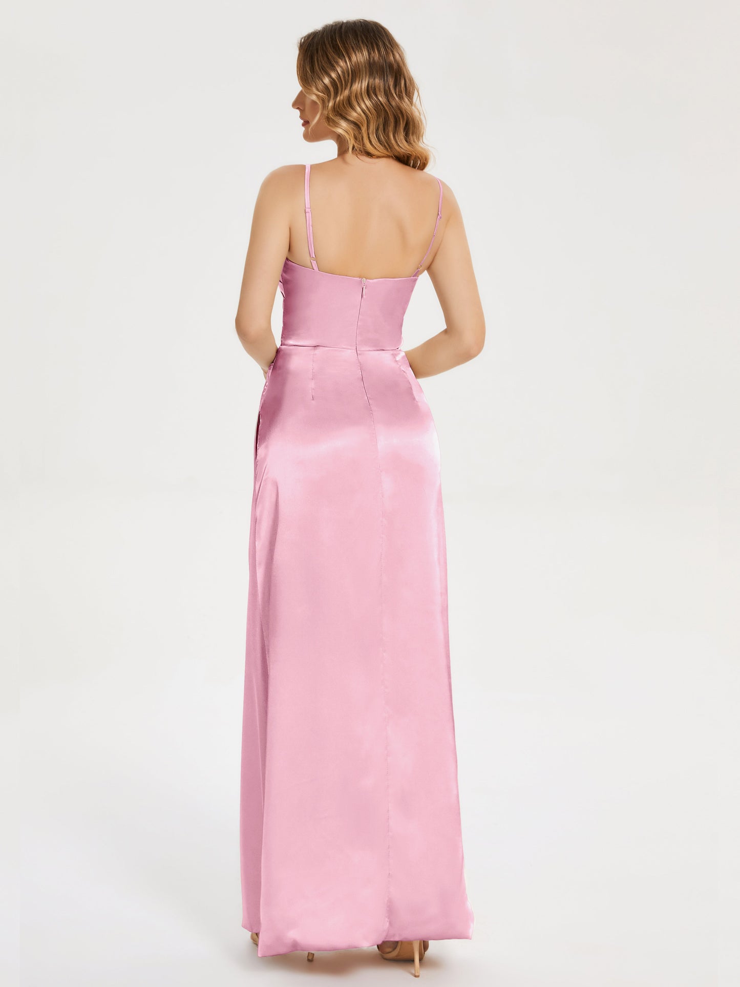 Aniyah Side Slit Sheath Soft Satin Bridesmaid Dress