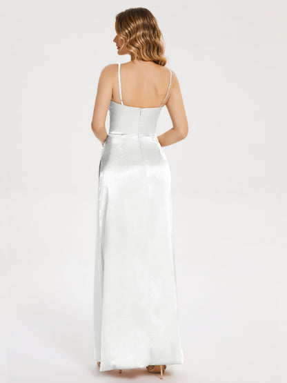 Aniyah Side Slit Sheath Soft Satin Bridesmaid Dress